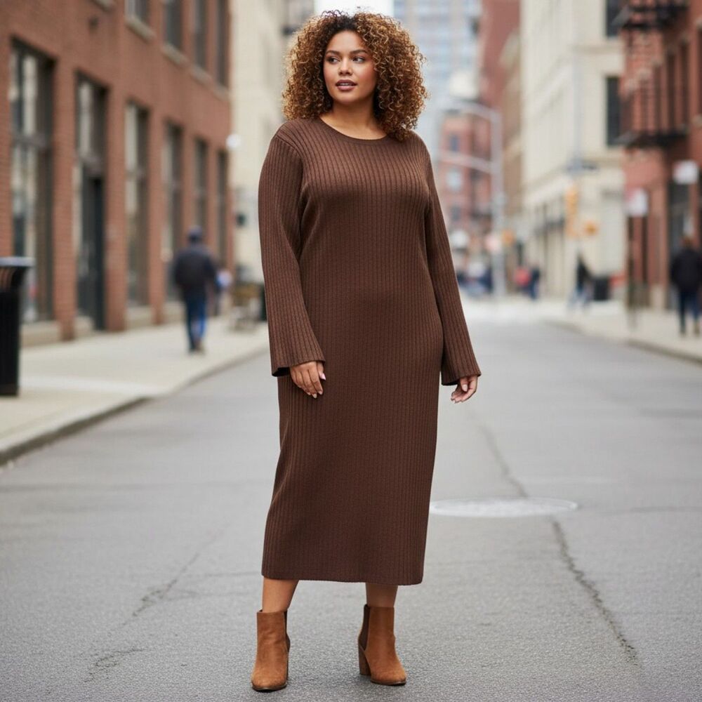 THE DROP Fernanda Bell Sleeve Ribbed Sweater Dress, NWT 3X - Picture 3 of 9